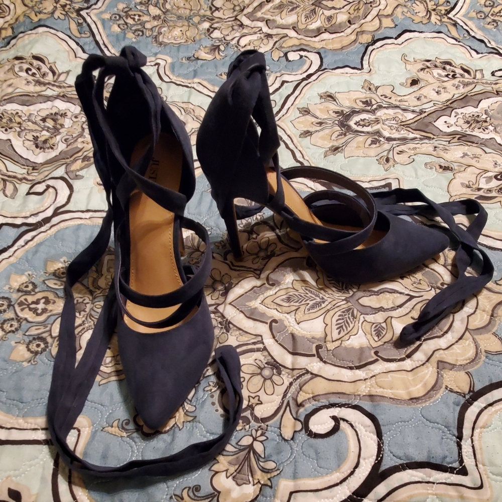 Strappy blue stiletto